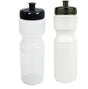 Sunlite Water Bottle close-up, showcasing a white plastic body with a red lid. Ideal for cyclists and hikers, this biodegradable, BPA-free bottle fits most carrier cages.