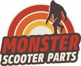 Monster Scooter Parts Sasquatch Sticker featuring a silhouette of a walking Sasquatch, ideal for customizing scooters, bikes, and other gear. High-quality, adhesive-backed vinyl for easy application.