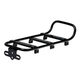 Suspension Type Electric Bike Battery Rack by Golden Motor, featuring a black metal frame with screws, a handle, and holes, suitable for 24, 36, or 48 volt electric systems.