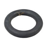 8-1/2x2 (225x48) Scooter Inner Tube with Angled Valve Stem, shown as a black rubber tire with a metal valve and tube, suitable for medium-sized recreational scooters and some high-end strollers.