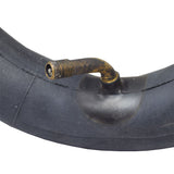 8-1/2x2 (225x48) Scooter Inner Tube with Angled Valve Stem; close-up of black rubber tube with a metal valve, ideal for medium-sized recreational gas and electric scooters.