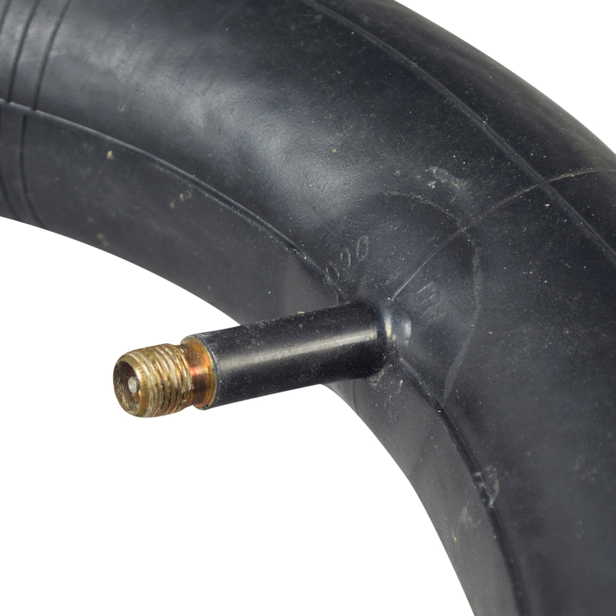 12-1/2 x 2.50/2.75 Scooter Inner Tube, featuring a black rubber tube with a metal screw. Ideal for electric scooters and dirt bikes like Razor MX350, MX400, and X-Treme X-560.