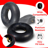 3.00-4 (10x3, 260x85) Scooter and Power Chair Inner Tube with angled brass valve stem, featuring high-quality black rubber construction and a central hole. Ideal for mobility scooters and power chairs.