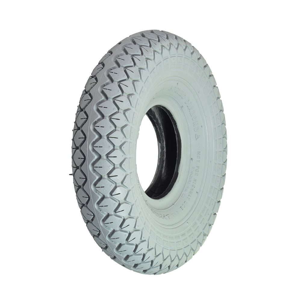 4.00-5 (13x4, 330x100) Pneumatic Mobility Tire with C154G Diamond Knobby Tread, shown close-up highlighting its durable tread pattern, ideal for mobility scooters and power chairs.