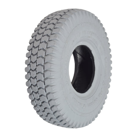 Close-up of the 10x3 (3.00-4, 260x85) Pneumatic Mobility Tire with C248 Powertrax Tread, highlighting its intricate tread pattern designed for mobility scooters and power chairs.