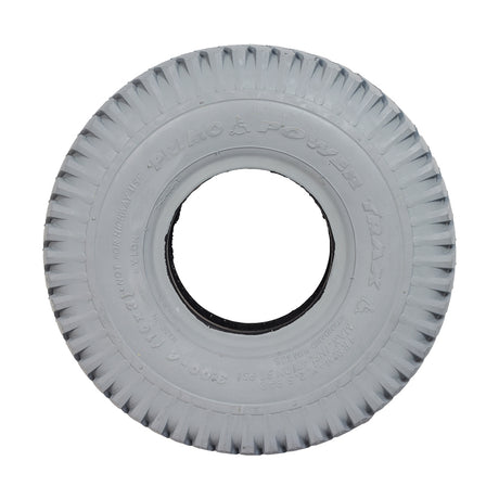 10x3 (3.00-4, 260x85) Pneumatic Mobility Tire with C248 Powertrax Tread, featuring a central hole, ideal for mobility scooters and power chairs, enhancing traction and offering a smoother ride.