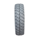 Close-up of the 10x3 (3.00-4, 260x85) Gray Pneumatic Mobility Tire with C9210 Durotrap Tread, highlighting its intricate tread pattern designed for efficient rolling on hard surfaces.