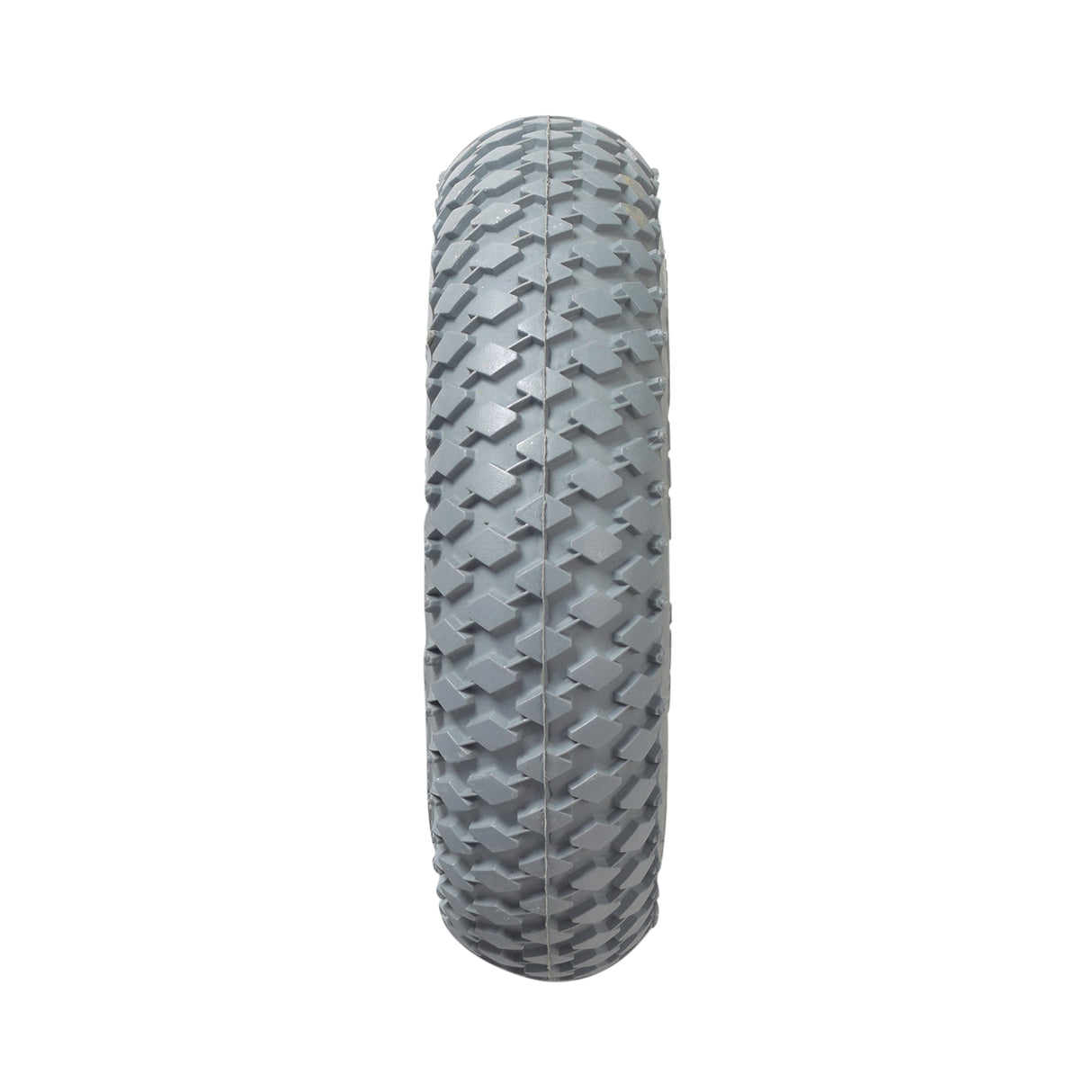 Close-up of the 8x2 (200x50) Foam-Filled Mobility Tire with C968G Rebel Knobby Tread, highlighting the durable, flat-free design and intricate tread pattern, ready for installation.