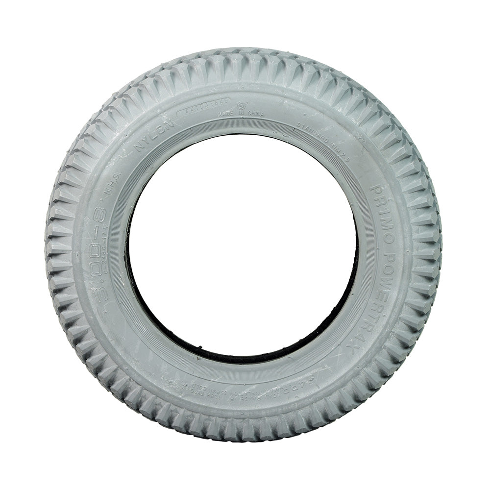 14x3 (3.00-8) Pneumatic Mobility Tire with C248G Powertrax Tread, designed for 8 rims, featuring a circular hole in the center and a smooth, treaded surface for enhanced scooter and power chair performance.