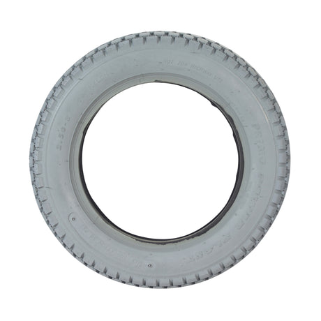 2.50-8 Pneumatic Mobility Tire with C177G Power Plant Tread, featuring a knobby pattern for enhanced traction, shown with a central hole and optional inner tube for smoother rides.