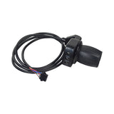 Currie 24 Volt 5-Pin Electric Bike Throttle with LED light display and twisting grip, featuring a 45 throttle wire and a black connector cable.