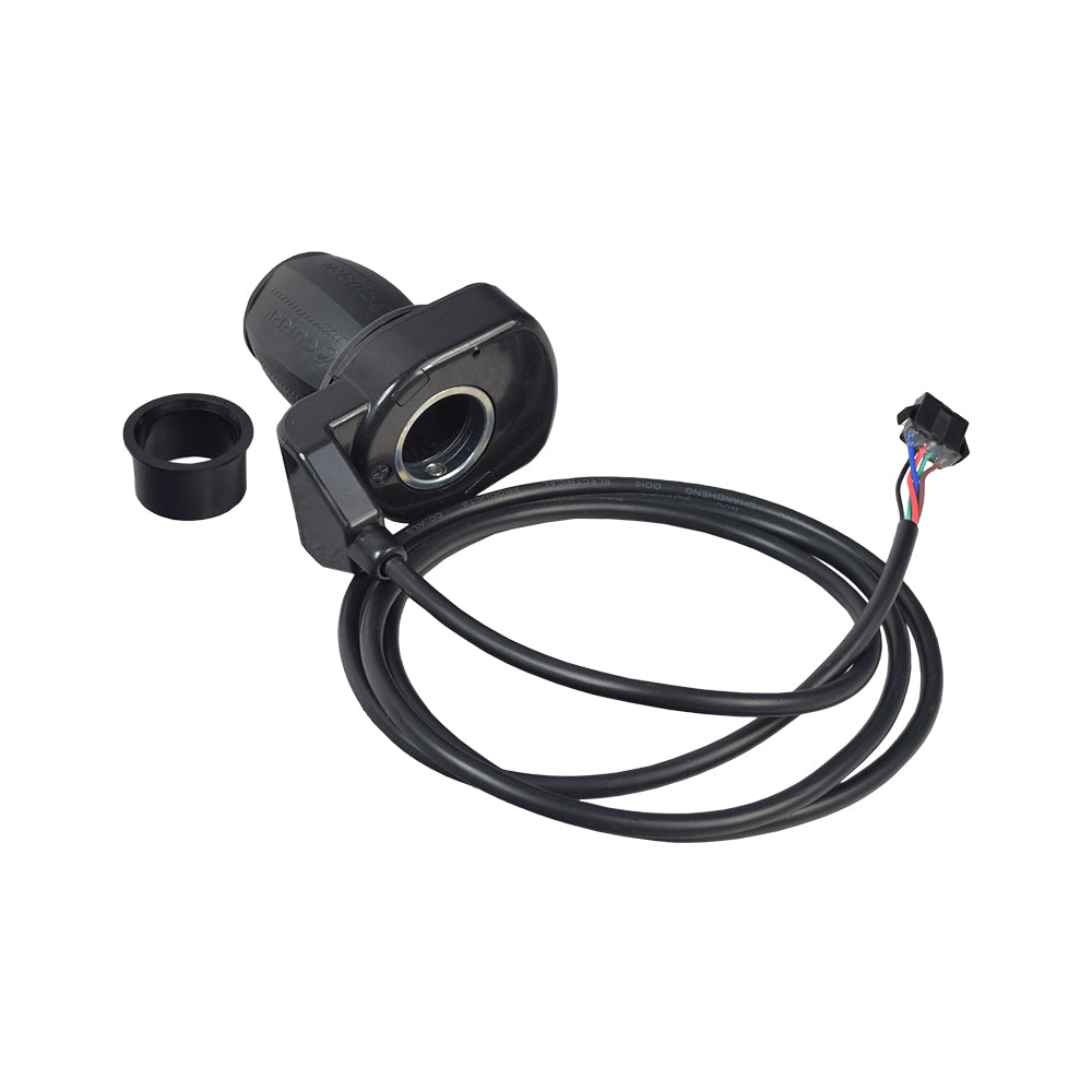 24 Volt 750 Watt Motor, 5-Pin Controller, & Throttle Kit featuring a black wired device with a black handle, cable, and plastic components. Ideal for upgrading electric scooters for enhanced performance.