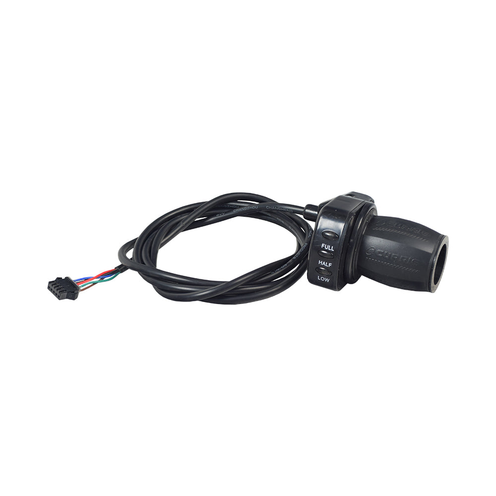 Currie 36 Volt 5 Pin Twist Grip Diagnostic Throttle for Schwinn, GT, IZIP, eZip, & Mongoose Scooters (TH-XH2DL-003A) showing a black device with an attached cable and connector.