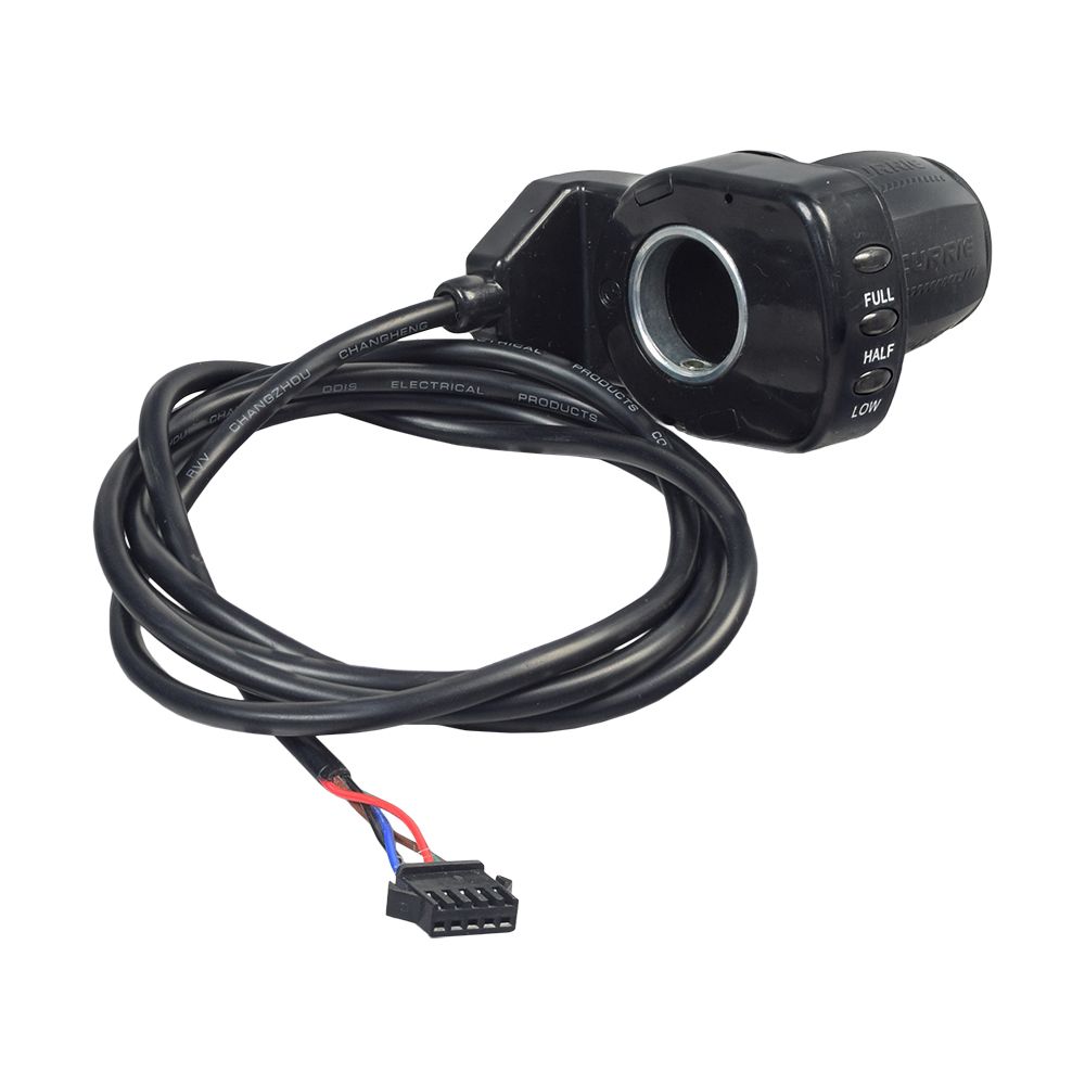 Currie 36 Volt 5-Pin Twist Grip Throttle & Controller Bundle for Schwinn, eZIP, GT, IZIP, & Mongoose Scooters, showing a close-up of the black controller with attached cable and connectors.