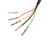 Razor 24 Volt Variable Speed 5-Wire Twist Grip Throttle with 36 Wires, showing a close-up of color-coded electrical wiring and connectors, including heat-shrink tubing, attached to the throttle.