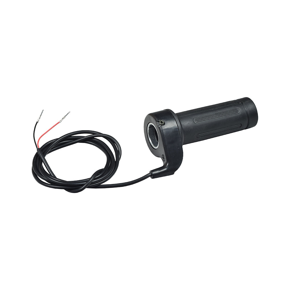 24 Volt 2-Wire Hand Throttle for electric scooters, featuring a black handle with an attached wire harness, compatible with various models and fitting most 7/8 handlebars.