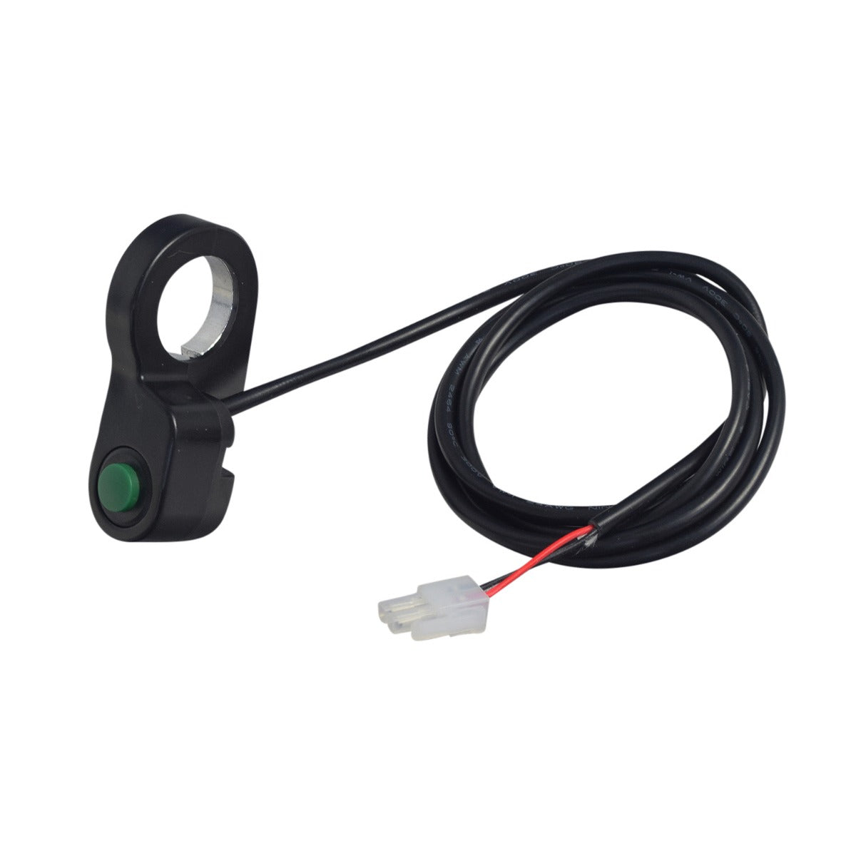 Push Button Throttle for Razor E90 Accelerator, E-Punk (2nd Generation), Power Core 90, Power Core E90, PowerRider 360 Scooters, featuring a green button on a black switch with attached cables and connectors.