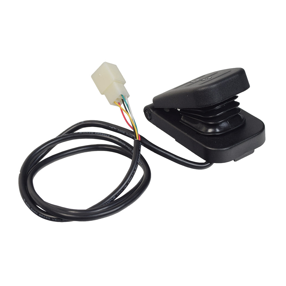 Foot Pedal Throttle for the Razor Crazy Cart XL (Versions 1+), featuring a black plastic pedal with an attached cable, essential for controlling the cart's acceleration.