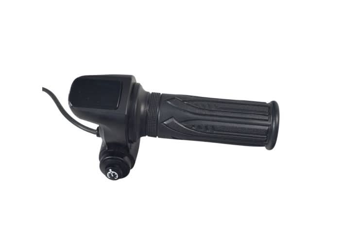 6-Wire Hand Throttle for the Gyroor C3 Electric Bike, showcasing a twist-grip control with an LED display and cruise control button, and a black handlebar with an attached cable.