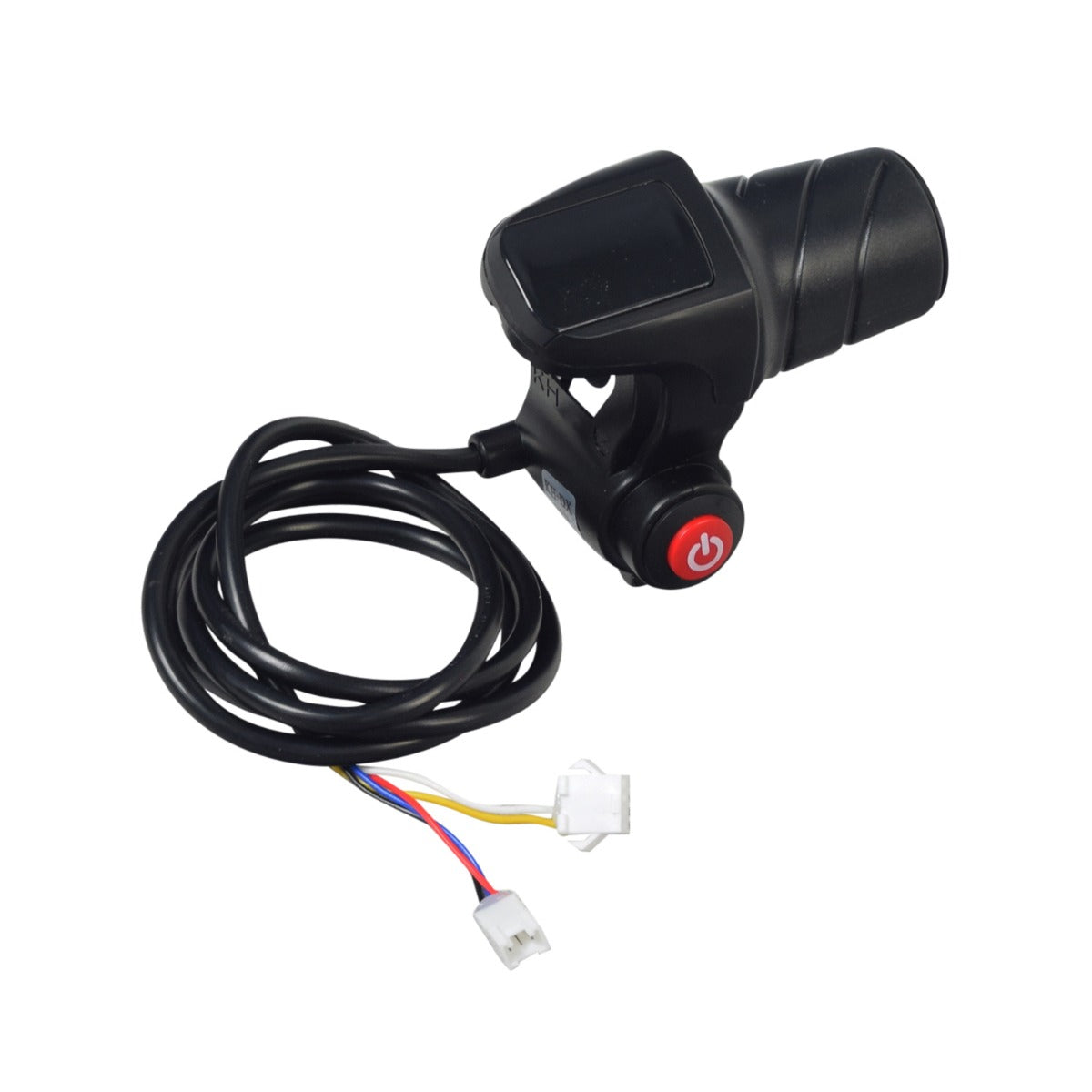 Throttle & Grip Set for the Gyroor C3 Electric Bike, featuring a black twist-grip throttle with an LED display, red button, ergonomic grips, and various wires and connectors for easy installation.