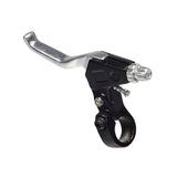 Throttle Lever for the Baja Dune (DN-65) Go-Kart, showcasing a black mount and natural metal finger lever, designed for steering-mounted acceleration. Features visible screws and a metal spring for secure attachment.