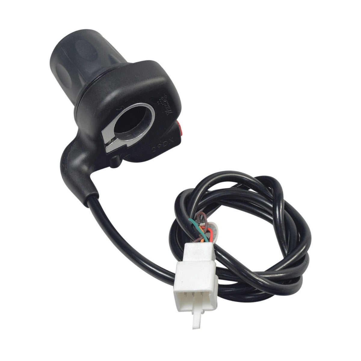 6-Wire Twist-Grip Throttle for the Razor Rambler 16 Electric Mini Bike (Version 1+), featuring a black handle with a wire and a white plug, designed for easy plug-and-play installation.