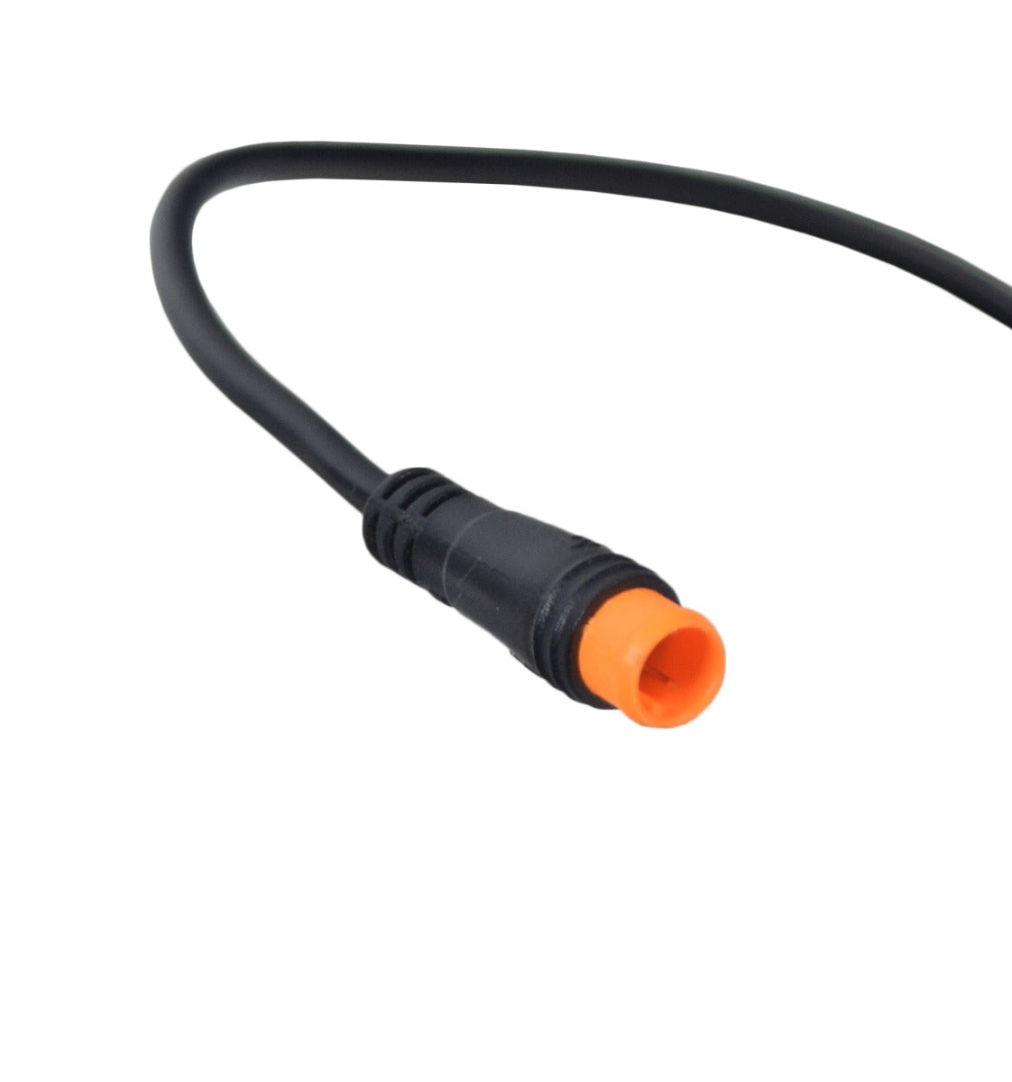 130X Thumb Throttle with Weatherproof Round 3-Pin Connector for Electric Bikes, featuring a black and orange cable with a 3-prong connector, ideal for ANCHEER and Heybike models.