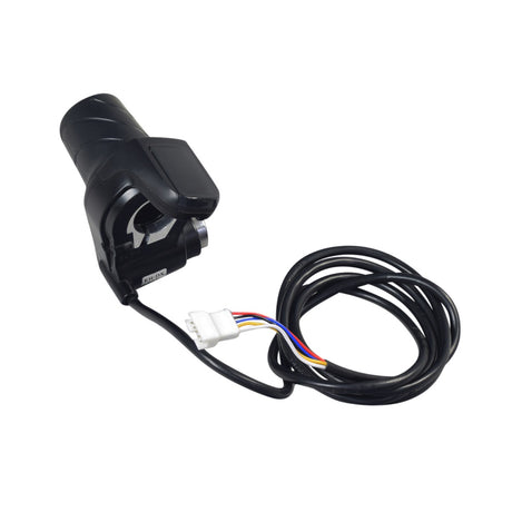 5-Wire Hand Throttle for the GOTRAX EBE1 Folding Super Sport Bike 16 featuring a black object with a wiring harness, ignition switch, keys, and battery level display.