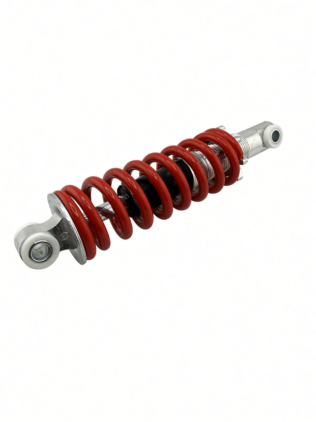 Side view of the Hiboy DK1 rear shock with red coil spring