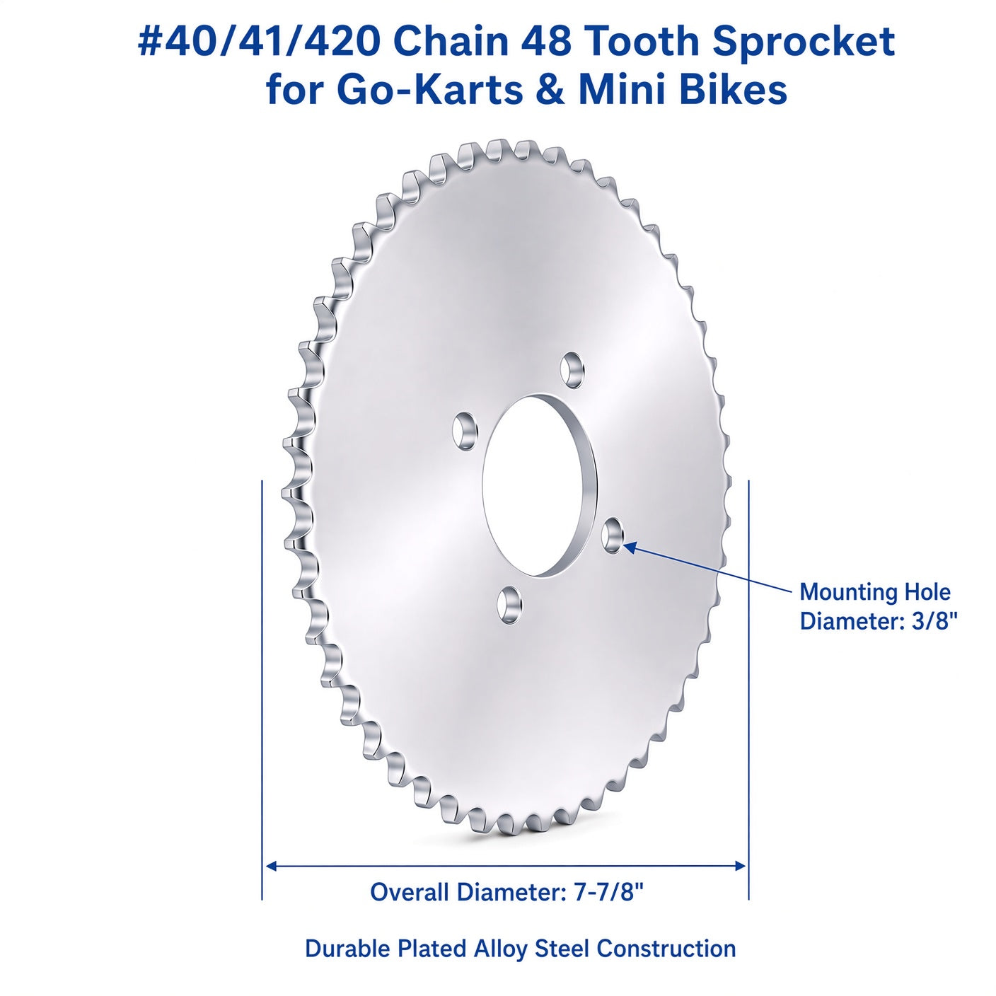 #40/41/420 Chain 48 Tooth Sprocket for Go-Karts & Mini Bikes
