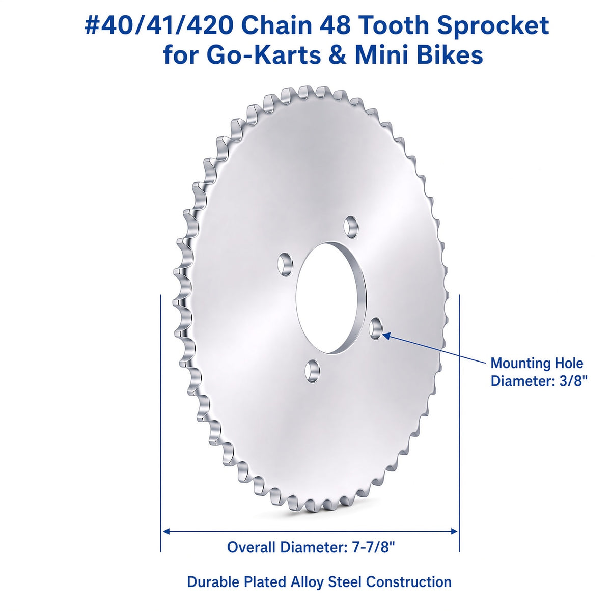 #40/41/420 Chain 48 Tooth Sprocket for Go-Karts & Mini Bikes