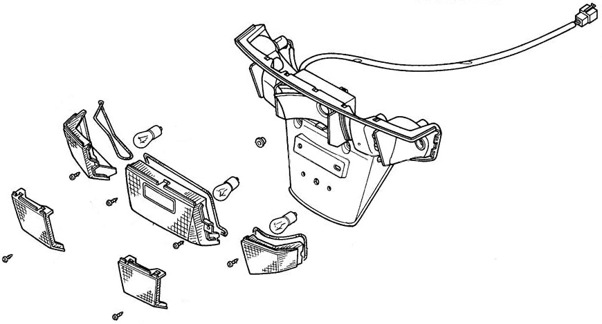 Sketch of the Taillight Assembly for Honda Helix CN250 (All Models), featuring a clear line drawing of the rear safety light essential for street-legal motor scooters.