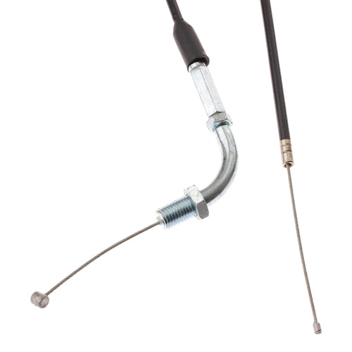 43 Throttle Cable for 2-stroke gas engines, shown in a close-up with visible metal rod and screwdriver, designed for recreational scooters with engines ranging from 32cc to 52cc.