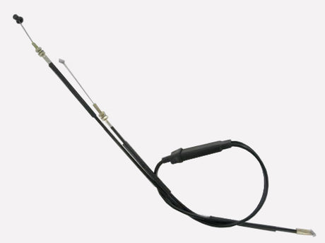 Throttle Cable for 500cc to 600cc Arctic Cat Snowmobiles (1998-2001), featuring a black cable with a handle attachment. Ideal for replacing damaged throttle cables to ensure proper carburetor function.