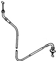 Throttle Cable A for Honda Elite 250 (1989-1990 Models) (OEM), depicted as a black and white drawing resembling a pipe-like shape, accurately reflecting the part's structure and function.