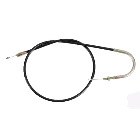 Throttle Cable for Arctic Cat Cheetah, Panther, and Pantera Snowmobiles (1976-1979) featuring a black cable with a metal connector and an adjacent screwdriver.