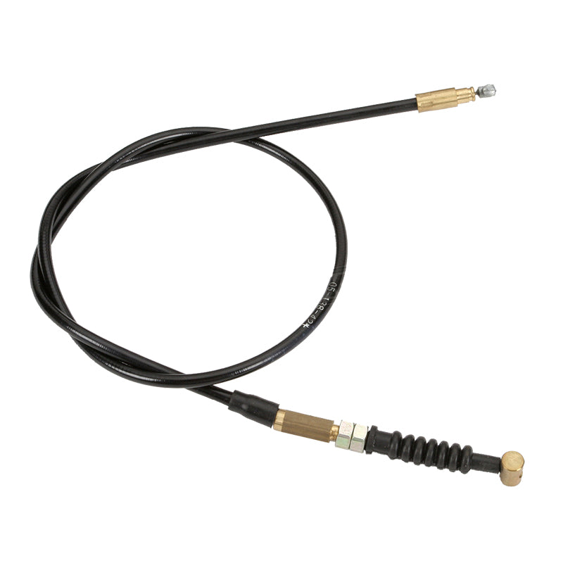 Throttle Cable for Arctic Cat Pantera and Panther Snowmobiles (1980) featuring a black cable with a gold tip, essential for maintaining proper carburetor function in snowmobiles.