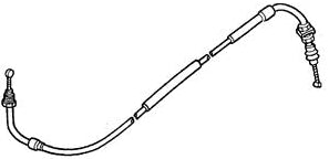 Throttle Cable B for Honda Helix CN250 (All Models) (OEM) depicted in a black and white drawing, showcasing a broken tool resembling the cable structure.