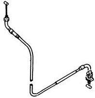 Throttle Cable B for Honda Elite 250 (1989-1990 Models) (OEM) depicted as a black and white drawing of a hose-like throttle cable, matching original specifications.