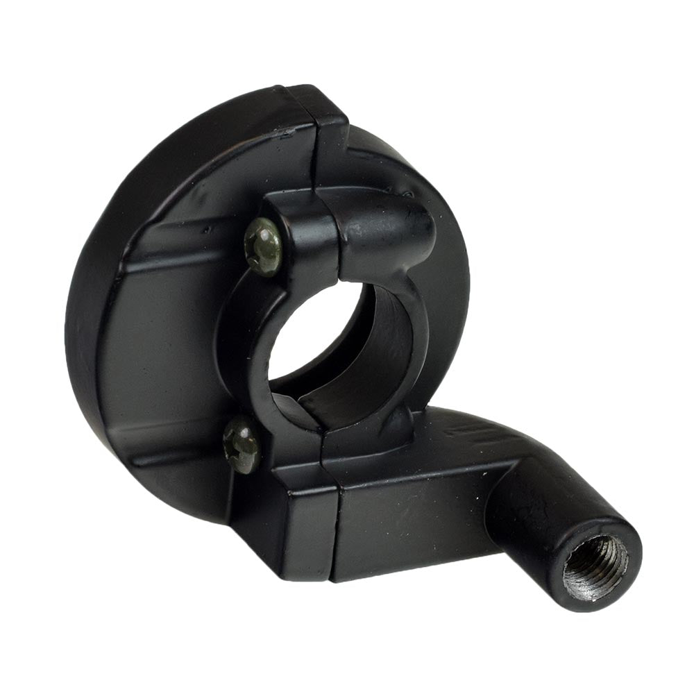 Throttle Cable Housing for the Realtree RT100 Mini Bike, featuring a lightweight, durable black metal housing with a hole, designed for the right-side handlebar to connect the throttle cable and grip.