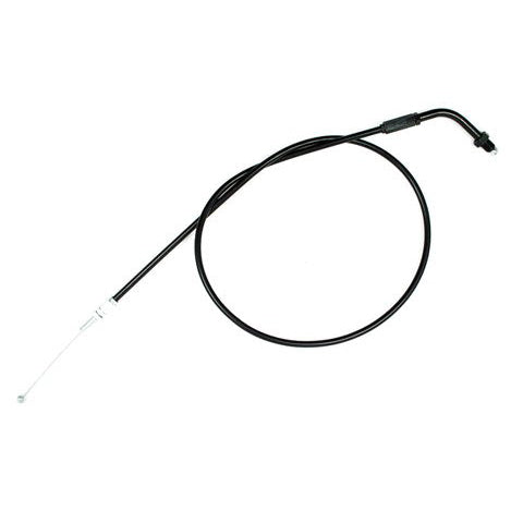 Throttle Cable for Polaris Indy 600 Snowmobiles (1983) featuring a black cable with a close-up view of its needle and black handle, essential for proper carburetor function.