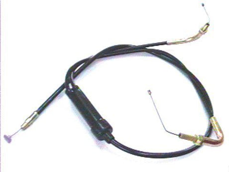 Throttle Cable for Polaris Starfire, TX, and TXC Snowmobiles (1976-1980) featuring a black cable with an extended handle, essential for ensuring proper carburetor function while throttling.