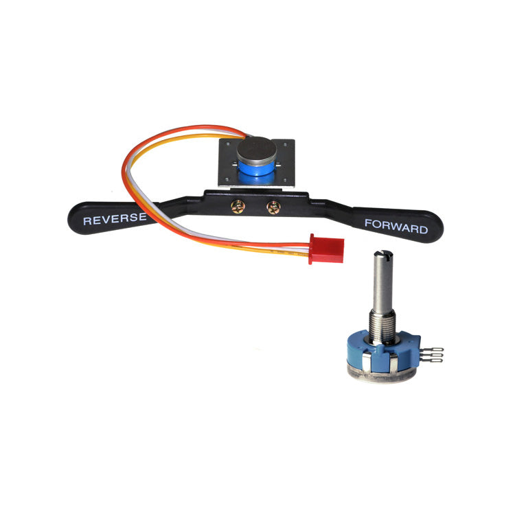 Close-up of a Throttle Potentiometer Assembly for the Drive Odyssey (S45200/S45300) Mobility Scooter, showing detailed components including the potentiometer unit, wiring harness, and lever attachments.