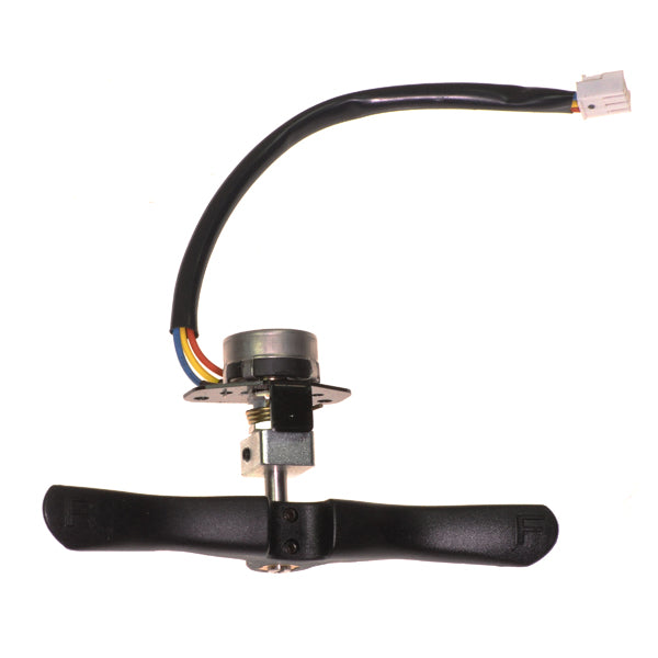 Throttle Potentiometer for the Golden Technologies Buzzaround (GB101) and Buzzaround Lite (GB106), featuring a black and silver mechanical device with an attached wire and a wig-wag paddle lever for control.