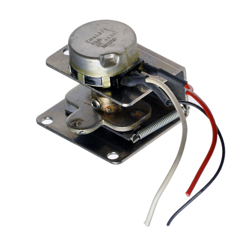 Throttle Potentiometer for the Rascal 255, a small metal device with wires, essential for preventing jerky motion or no movement in the scooter's throttle system.