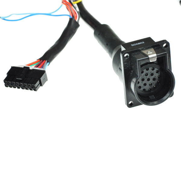 Tiller to Dash Harness for the Rascal 600 Mobility Scooter showing a close-up of a black cable with colored wires and connectors, essential for connecting dash controls to the scooter's tiller.