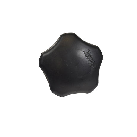 Tiller Adjustment Knob for the Shoprider GK Series Mobility Scooters, featuring a black, circular design with text imprinted on its surface, tailored for a comfortable grip.