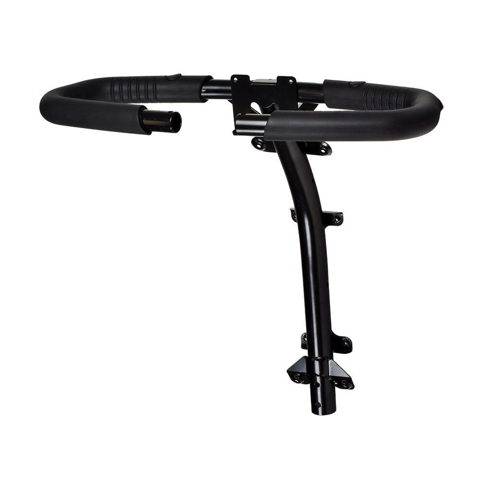 Delta Tiller for the Pride Victory 9 & 10 mobility scooters, featuring a black handlebar with moulded grips and mirror mounting hole caps, ideal for ergonomic steering.