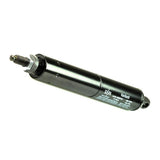 Tiller Shock for the PaceSaver Fusion 350 and Plus III Jr., a black cylindrical component, essential for reducing vibrations in the scooter's system, featuring a nut and white text on its surface.