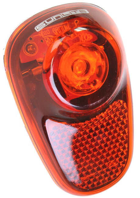 Close-up of the TL-L160 LED Taillight, a rear safety light for bikes and scooters, showcasing its red illumination.